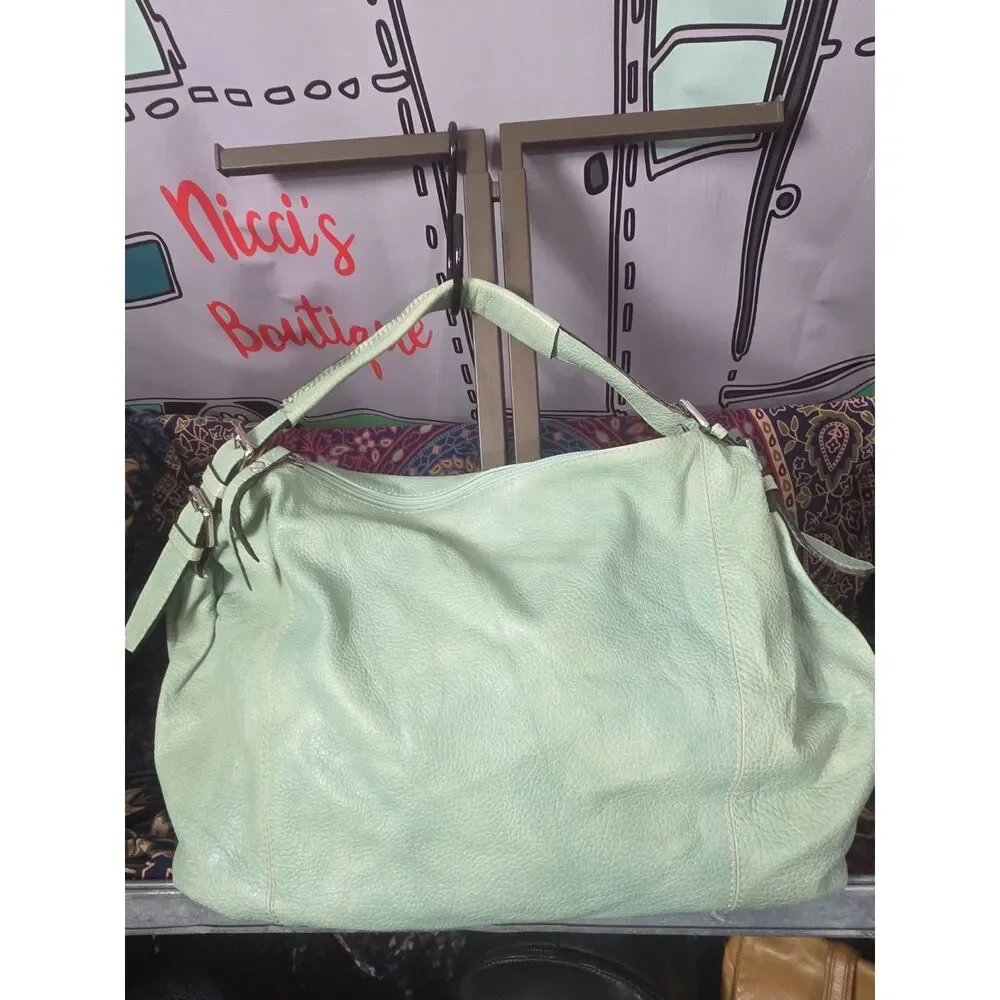 Ted Benson XL Oversized Leather Hobo Bag in Mint